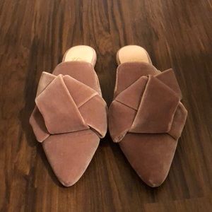 JCrew blush velvet mules
